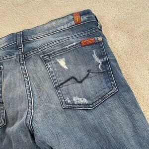 Seven For All Mankind Blue Jean button fly distressed Shorts - Women's size 26